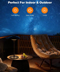 Infrared 1500W Patio Heater For Indoor Outdoor Use With Tabletop Switch IP55 Waterproof, shown on a patio table at night.