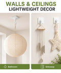 Heavy Duty Adhesive Hooks With 360 Degree Swivel Nail Free Wall Ceiling Mount Rotating Rack For Bathroom Kitchen Decor Tools No Drilling Peel Stick High Capacity Strong Support decor showcased in bathroom and entryway.