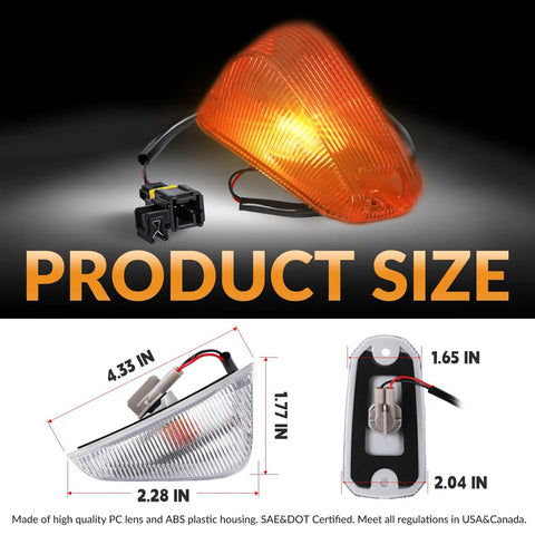 Cab Roof Top Marker Lights For 2014 To 2023 Dodge Ram ProMaster 1500 2500 3500 With OE Socket Halogen Bulb Clear Lens Size Details