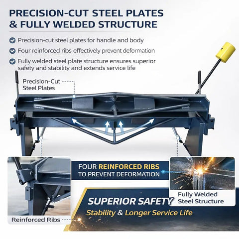 Premium Sheet Metal Finger Brake Featuring 50 Inch Bending Length And 16 Gauge Mild Steel Capacity To Smoothly Whip Up Boxes Pans Trays And Hvac Ductwork Without Breaking A Sweat On The Shop Bench