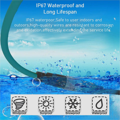 Rugged M12 X-Coded 8-Pin Female To RJ45 Cat7e Ethernet Patch Cable for Industrial Automation underwater showing IP67 waterproof.