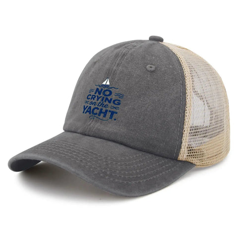 Breathable Mens Trucker Cap And Tennis Style Dad Hat For Everyday Wear with lightweight soft mesh and nautical theme embroidery.