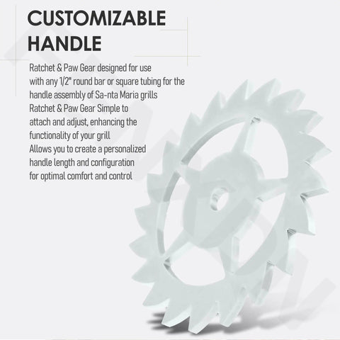 Grill Handle Upgrade Gear For Santa Maria Grill Easy Bolt On Installation Fits Half Inch Round Bar Or Square Tubing image of gear