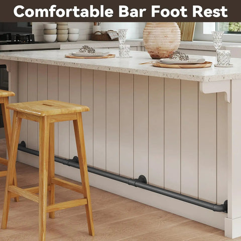 Kitchen with All In One Bar Foot Rail Kit For Undercounter Mounts In Matte Black With Internal Connectors And End Caps Built From Galvanized Steel