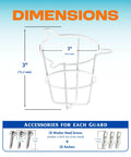 Dimensions of Heavy Duty Chrome Fire Sprinkler Head Guard Cage with Bulletproof Coverage, measuring 3 inches.