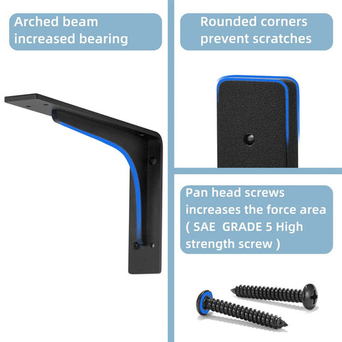 Beefed-Up Heavy Duty 16x9.5 Inch L Shelf Brackets Set of 4, Die-Cast Alloy, 90 Degree Corner Brace, supports shown with screws