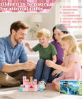 Family playing with Magnetic Blocks Set 100 Pieces For Kids 3 Plus Totally Kid Friendly Open Ended STEM Toys Magnetic Tiles Building Cubes.