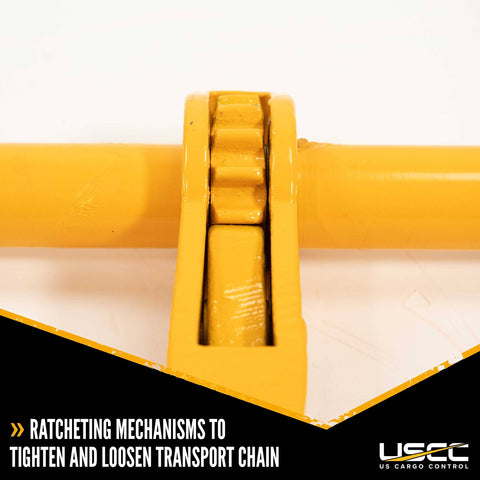 Heavy Duty Ratchet Binder For One Half To Five Eighths Inch Chain Two Pack With 18,100 LBS Working Load, Yellow Zinc Finish Detail