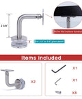 Two Pack Heavy Duty Glass Handrail Brackets, Adjustable Wall Mount For Wood, Stainless Steel, Or Aluminum Handrails, Fits 10 To 15mm And Three Eighths To Five Eighths Inch Glass Panels, 270 Degree Adjustment, Rustproof T304 Stainless GA03 GR1, items included - brackets, wrench, screws