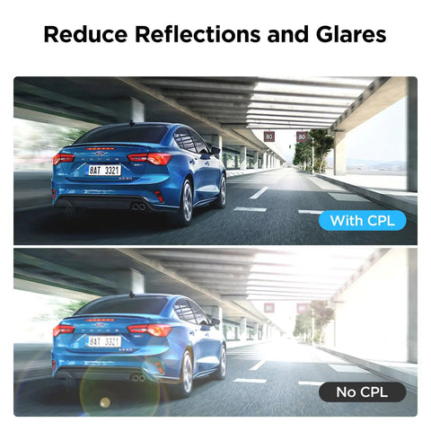 Image comparing effects of Pro-Grade CPL-600 Circular Polarizer Filter For A329S And A229 Ultra Rear Camera; with and without CPL filter.
