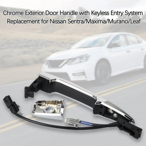 Nissan Exterior Chrome Front Left Driver Side Door Handle With Sensor And Smart Keyless Entry System For 2009 2018 Sentra Maxima Murano Leaf Replacement
