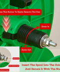 Close-up of Turntable Cable Roller Stand With Wheels For Easy Wire Management and Spool Storage adjustment mechanism