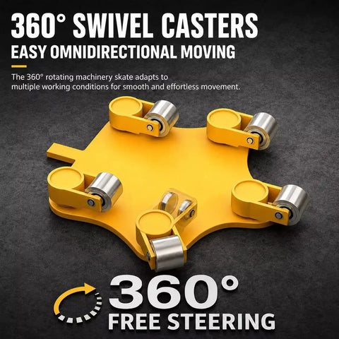 Heavy Duty Machinery Skates For 12 Ton Loads Built Tough With Rugged Steel Casters And Dual Ball Bearings for smooth transport.