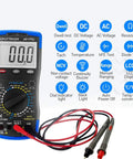 Garage Ready Automotive Engine Analyzer Multimeter With NCV, Manual Ranging, Backlit Display showing features and probes