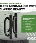 Heavy Duty Sliding Patio Glass Door Handle Replacement Kit Featuring Non Mortise Offset Latch And Matte Black Finish For Thick Frames And No Sweat Weekend Installation dimensions with measurements.
