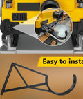 Heavy Duty Side Mount Dust Hose Bracket For Planer Compatible With Two Point Five And Four Inch Collection Hoses, showing installation