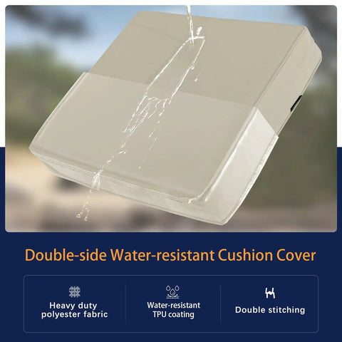 Weatherproof Outdoor Seat Cushion Set 24 X 24 Inch Deep Seat With 24 X 20 Inch Back Cushion showing water-resistant cover