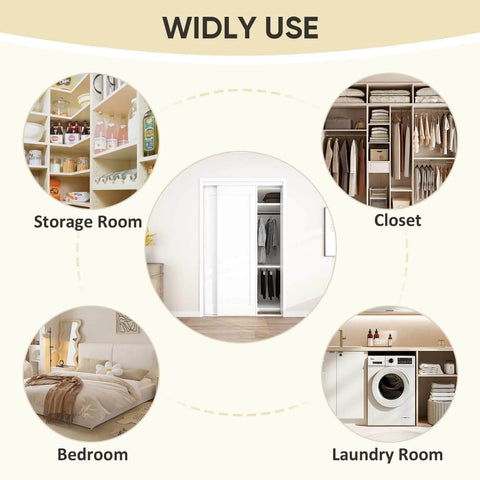 Widely use of Easy Install Sliding Closet Door For 48 Inch Wide Opening Bypass Style With Two Panels 80 Inch Tall Steel Frame