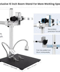 All In One Pro Grade Soldering Microscope Station with 13-inch boom arm stand for electronics repair, side view