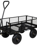 Heavy Duty Garden Cart With 880 Lbs Load Capacity, 4 Cu Ft Removable Sides, 180-Degree Rotating Handle, All Terrain Wheels