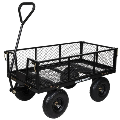 Heavy Duty Garden Cart With 880 Lbs Load Capacity, 4 Cu Ft Removable Sides, 180-Degree Rotating Handle, All Terrain Wheels