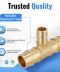 Ten Pack PEX A Reducing Tee Expansion Fitting Lead Free Brass Full Flow Connector for hot and cold water systems
