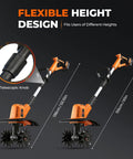 Cordless Electric Tiller Cultivator With 21V Battery showing flexible height design with telescopic knob feature.