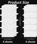 80 Transparent Tablecloth Clips Set With Double Sided Mounting Tape Dots shown in 4 sheets of round and square clips