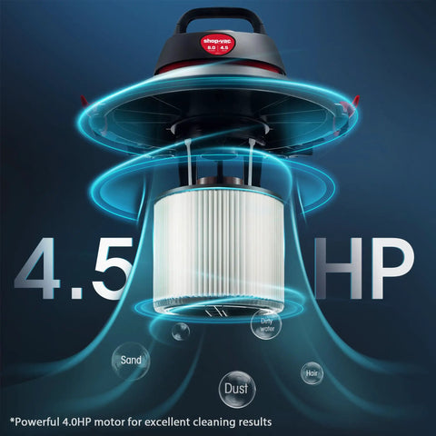 Image showing internal filter and 4.5 HP motor of 8 Gallon Wet Dry Vacuum With 4.5 Peak HP Motor, 3 In 1 Multi Function