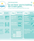Regalo gate buying guide infographic with steps for choosing, sizing, and installing an expandable baby gate, tested and safe.
