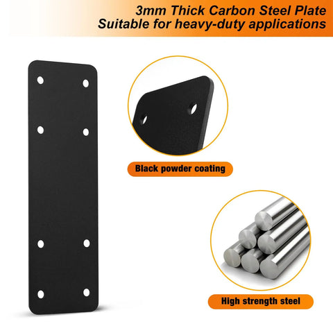 Two Pack 10 By 3 Inch I Shape Mending Plates Rock Solid Workhorse Steel Pergola Brackets Built Tough For Backyard Decks And Patios With Crisp Powder Coat And Eight Direct Nail Slots