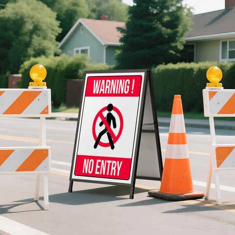 Double Sided 24x36 Inch Street Poster Sign Heavy Duty Folding Sidewalk Board With Slide In Steel Frame advertising warning