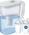 10-Cup Water Filter Pitcher With Five Replacement Filters And Electronic Change Reminder Compatible With Popular Filter Cartridges