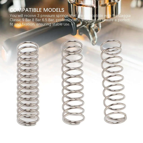 Three Stainless Steel Pressure Springs For Classic Espresso Machines 9 Bar 8 Bar Six Point Five Bar Replacement Kit