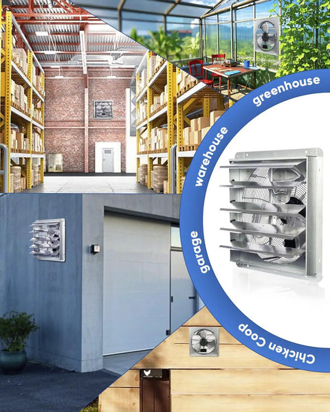 20 Inch Shutter Exhaust Fan With 1.65 Meter Power Cord High Speed 3500 CFM Wall Mounted Vent Fan For Garages Shops Greenhouses Attics