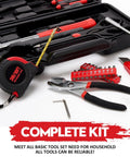 39 Piece Home Tool Set With Hammer, Screwdrivers, Pliers, Wrench, Hex Keys, Tape Measure, Utility Knife And More In Compact Storage Case