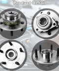 Front Wheel Hub and Bearing Assembly Pair for 2002 2003 2004 2005 2006 2007 2008 Ram 1500 2WD ABS Direct Replacement OEM Quality showing front and side view