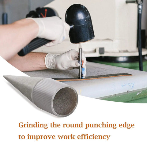 Round Hole Punch Grinder Tool for Leather Craft 3 to 16 mm, Leather Hole Punch Polisher being used on leather surface