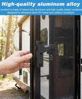 Heavy Duty Aluminum RV Screen Door Latch Replacement Kit With Right Handle being installed on camper entry door