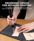 Leather Creaser Machine All-In-One Kit With 140-932 F Heat in use on leather edges, ergonomic design, detailed crafting
