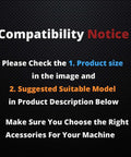 Compatibility notice for 14 Piece Flux Core Gasless Nozzle Tips Kit With 0.030 Inch Tips, check product size and model.