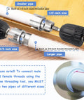 Heavy Duty Three Piece Pipe Thread Kit With No Fuss Dual Function Internal And External Threading For PVC And Plastic Pipes in use
