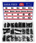 Black Nylon Hex Bolt Nut Washer Kit For Electronics DIY Tinker Friendly 216pcs M4 To M10 Hex Nuts Washers in open box