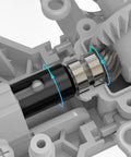 Close-up of chrome steel Beefed Up Helical Main Drive Gear Upgrade For RC Cars 1to8 And 1to10 Scale Differential Gear F28CS02