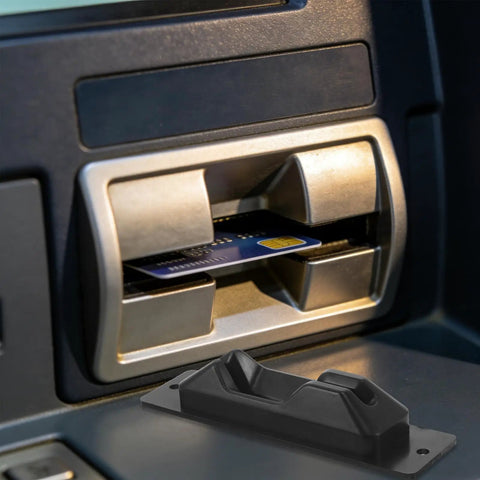 ATM Card Slot Replacement Part For Bank Teller Machines Pro Grade ABS Material Precision Exit Path High Security Easy Install Seamless Card In And Out Low Maintenance Card Dispenser Upgrade, black ATM card slot with card inserted
