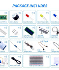 Contents of Raspberry Pi Pico Starter Kit With Breadboard I2C 1602 LCD Display Module And 9g Micro Servo For Hands On Projects.