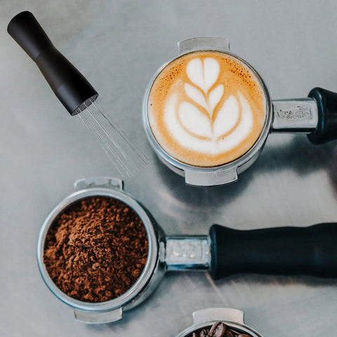 Espresso Distribution Tool Set With Needle Type Distributor For Even Dosing And Stirring 304 Stainless Steel Barista Grade Pro WDT Tool Black Finish Hand Tamping Stirrer For Home Coffee Lovers