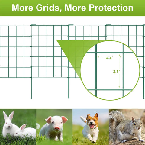 20ft Green Garden Fence Panels For Dogs And Small Animals, Easy Install Rustproof Welded Wire Border, Decorative Outdoor Yard Fence