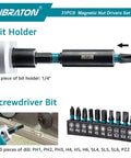 All In One 31 Piece Magnetic Nut Driver Set With Impact Bits Metric And SAE Nut Drivers Screwdriver Bits and Bit Holder displayed