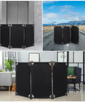 12 Panel Foldable Safety Barricade With High Visibility Caution Sign PVC Frame in various settings